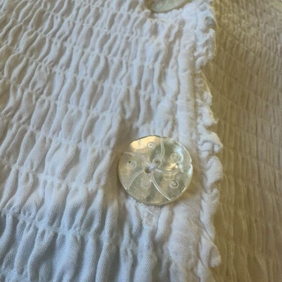 Vintage Y2K Lightweight White Crinkle Cardigan, Small - Picture 5 of 8